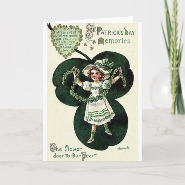 Carte Shamrock victorien Garland St. Patrick's Day Card (Devant)