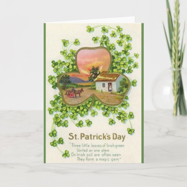 Carte Shamrock vintage St. Patrick's Day Greeting Card (Devant)