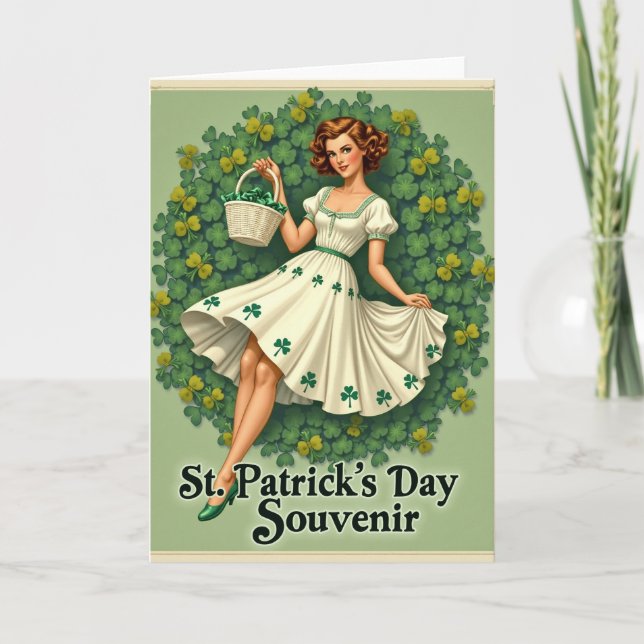 Carte Shamrock Wreath Retro Card (Devant)