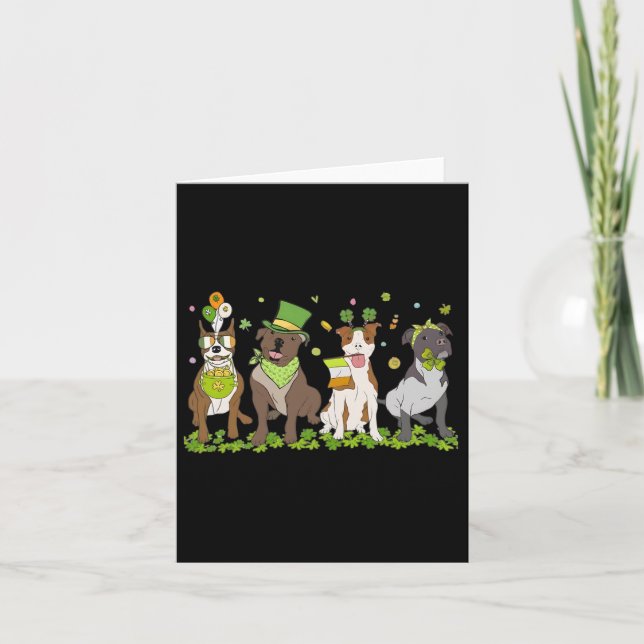 Carte Shamrockin avec un mignon Pitbull Saint-Patrick Pi (Devant)