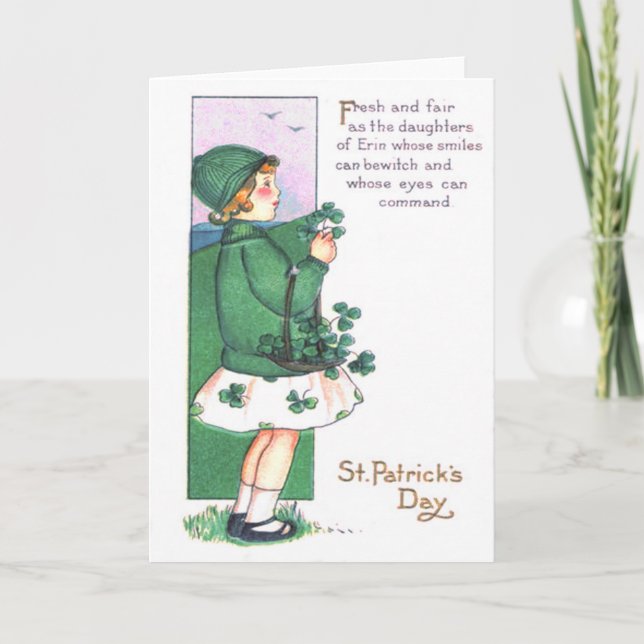 Carte Shamrocks de panier fille (Devant)
