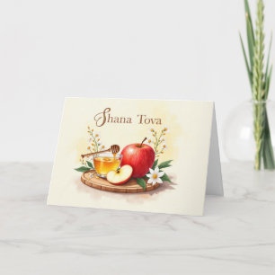 Carte Shana Tova Rosh Hashanah Pomme et Fleurs de miel