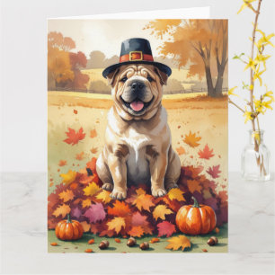 Carte Shar Pei À L'Automne Quitte L'Art Thanksgiving