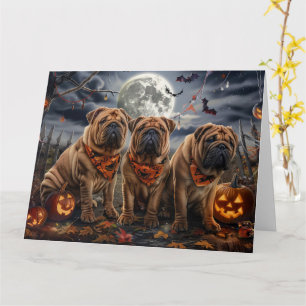 Carte Shar Pei Halloween Éffrayant