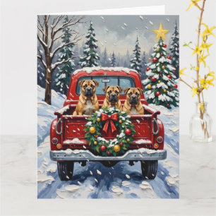 Carte Shar Pei Noël Camion Rouge Fêtes