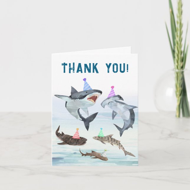 Carte Shark Birthday Pool Party Personalized Thank You (Devant)