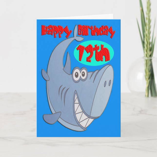 Carte Shark bleu Douzième anniversaire (Devant)