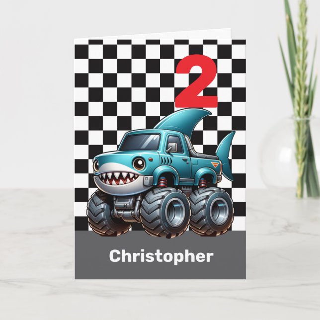 Carte Shark Monster Truck 2e anniversaire (Devant)
