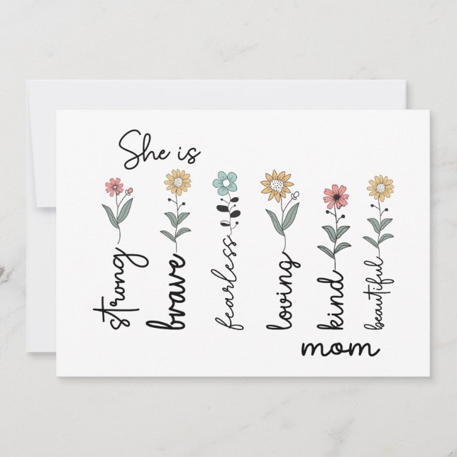 Carte She is Strong, Brave, Fearless, Loving Mothers Day (Devant)