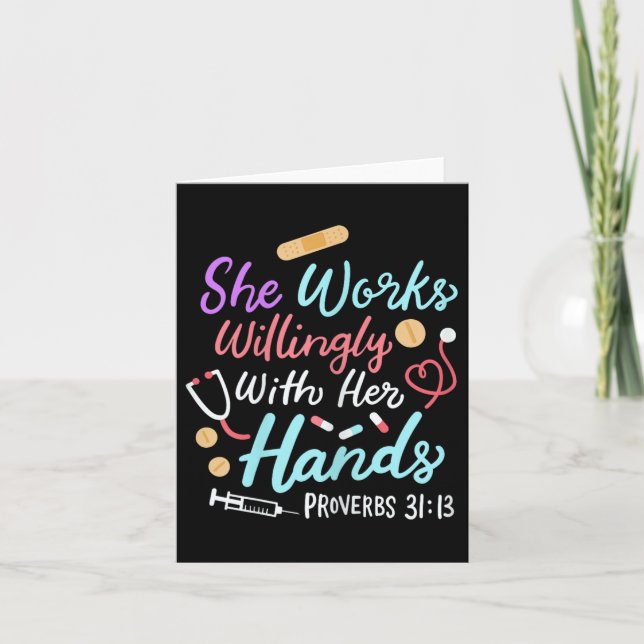 Carte She Works Willingly With Her Hands Proverbs 31 13  (Devant)