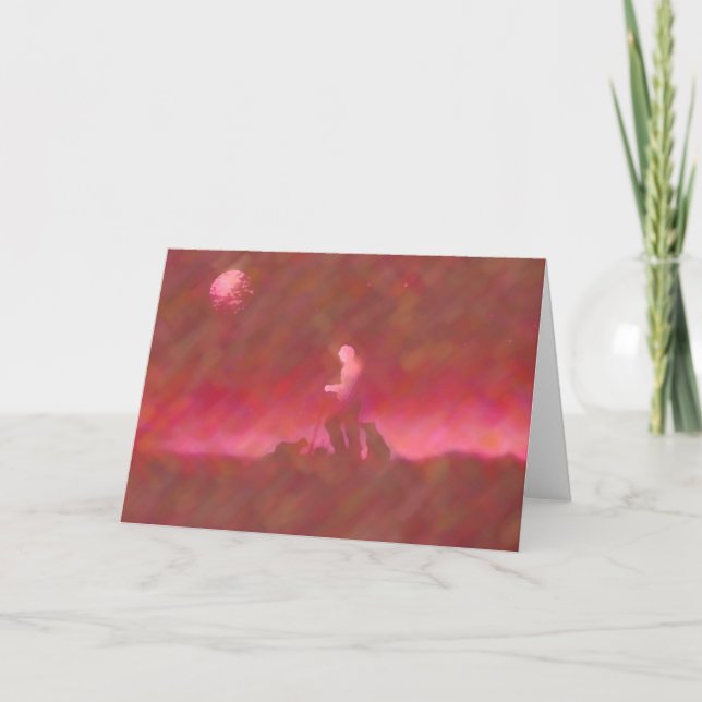 Carte "Sheep Herder Maroon"~Carte pour notes Abstrait or (Devant)