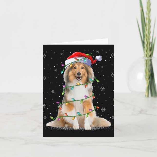 Carte Sheltie Dog Lover Xmas Lighting Santa Sheltie Chri (Devant)