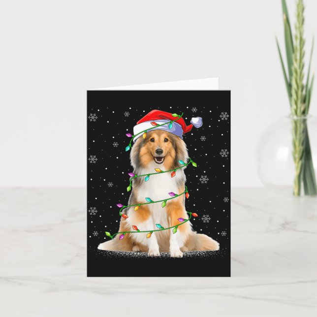 Carte Sheltie Dog Lover Xmas Lighting Santa Sheltie Chri (Devant)