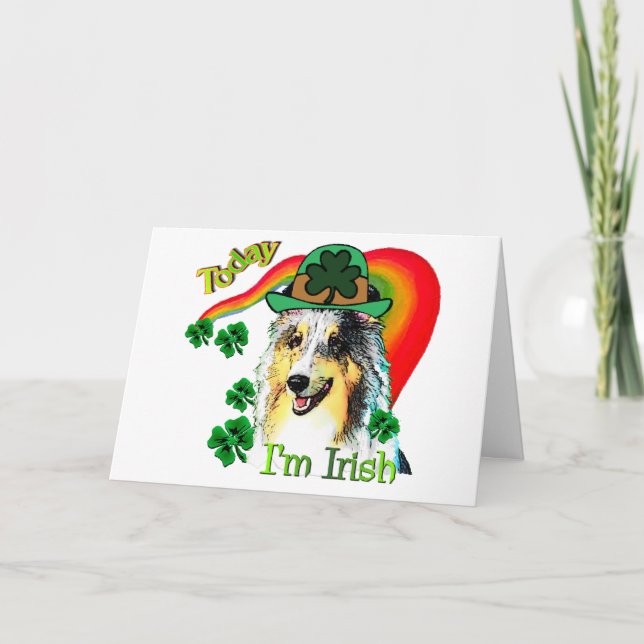 Carte Shetland Sheepdog St patrick (Devant)