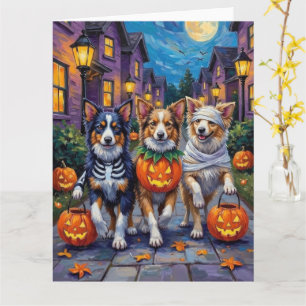 Carte Shetland Sheepdogs en costumes d'Halloween