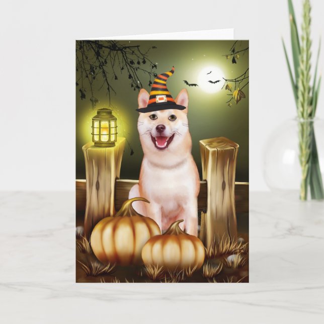 Carte Shiba Inu avec le Casquette sorcier Halloween (Devant)