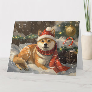 Carte Shiba Inu Chien Fête de Noël