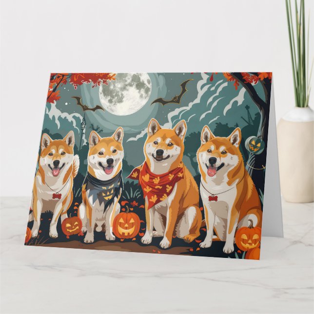 Carte Shiba Inu Halloween Épouvantable (Devant)