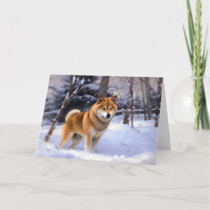 Carte Shiba Inu Laissez Neige Noël