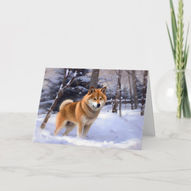 Carte Shiba Inu Laissez Neige Noël (Devant)