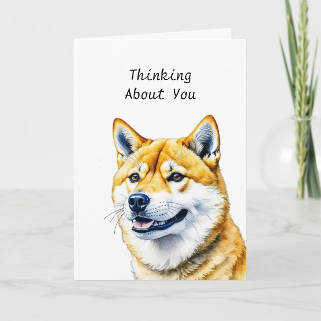 Carte Shiba Inu Personnalisé Penser À Vous (Devant)
