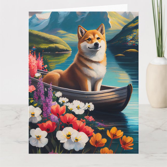Carte Shiba Inu sur une pagaie : une aventure Pittoresqu (Devant)