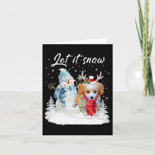 Carte Shih Poo Père Noël Chien Noël Snowman Xmas Pajama 