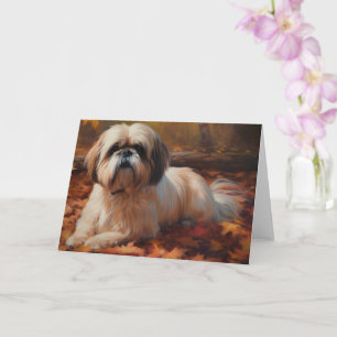 Carte Shih Tzu à l'automne Feuilles automne Inspire