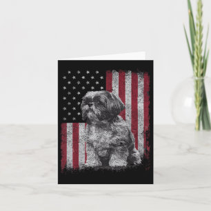 Carte Shih Tzu Chien Papa 4 juillet Patriotique Usa Inde
