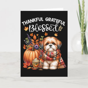 Carte Shih Tzu Chien Remercié Grateful Bénit d'Automne Y