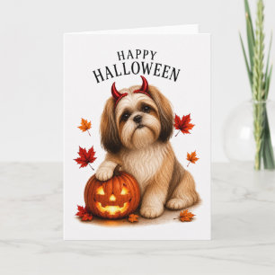 Carte Shih Tzu Halloween Chien Diable