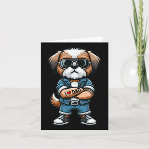 Carte Shih Tzu I Love Papa Funny Chien Tattoo