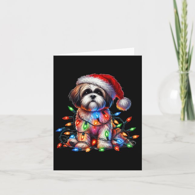 Carte Shih Tzu illuminations de Noël Amoureux des chiens (Devant)