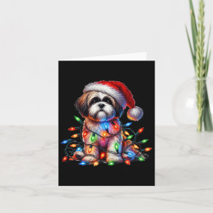 Carte Shih Tzu illuminations de Noël Amoureux des chiens