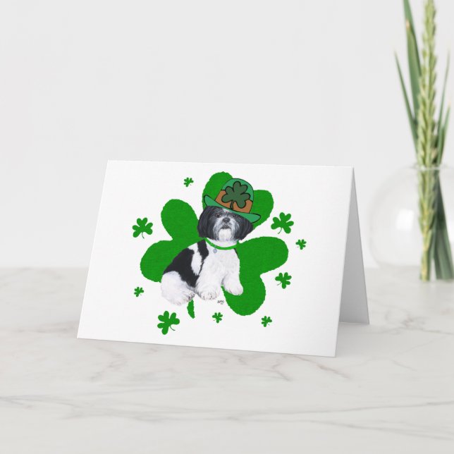 Carte Shih Tzu Jour de la Saint Patrick (Devant)