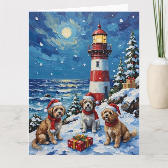 Carte Shih Tzu Noël Phare Vacances (Devant)