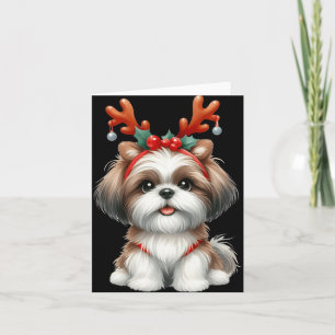 Carte Shih Tzu Reindeer Noël Noël Noël Noël