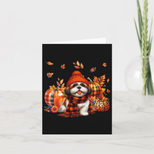 Carte Shih Tzu Thanksgiving Leopard Citrouilles Leaves F