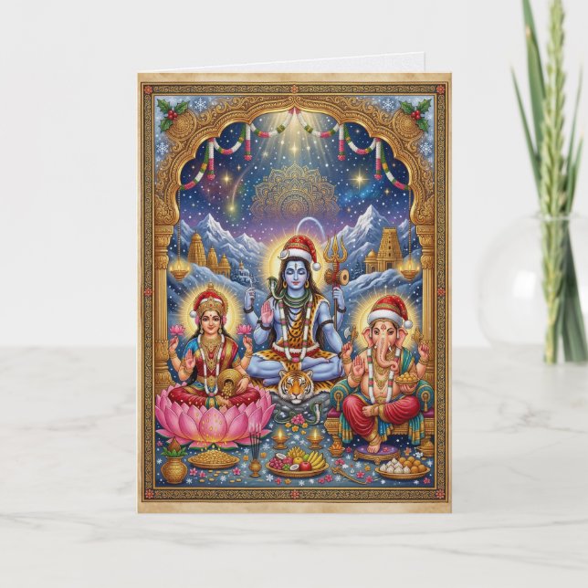 Carte Shiva Ganesh Lakshmi Noël hindou (Devant)