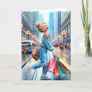 Carte Shopping Fille Anniversaire