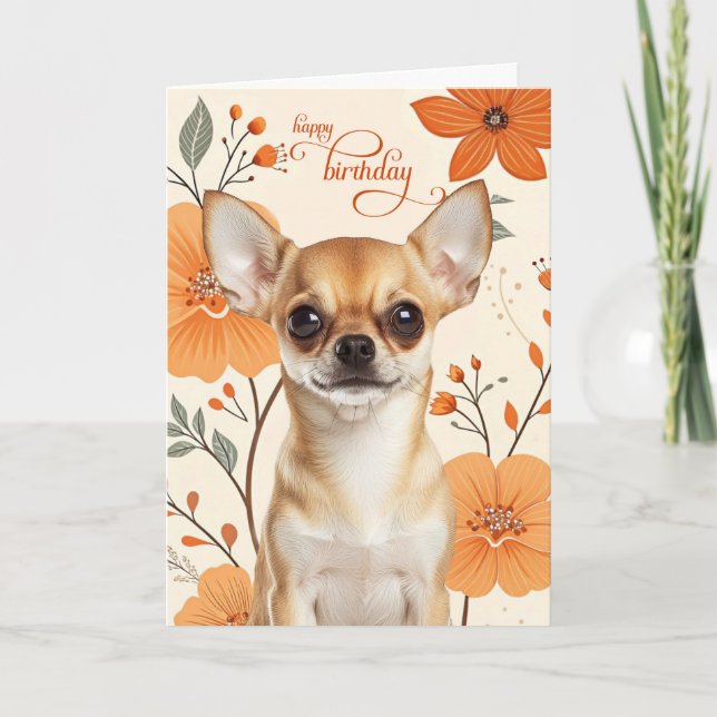 Carte Short Haired Chihuaua Dog Bold Retro Birthday (Devant)