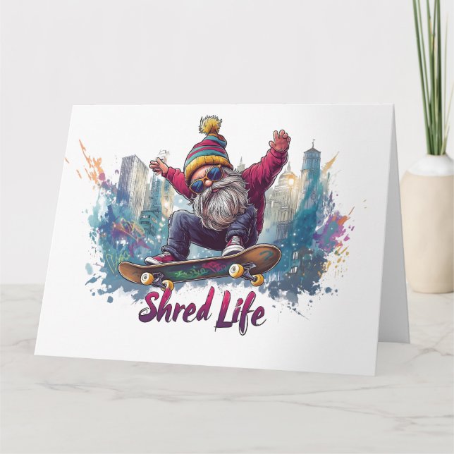 Carte Shred Life - Gnome de skate cool  (Devant)