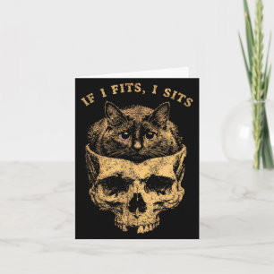 Carte Si ça va assis crâne de chat noir humour mème mini