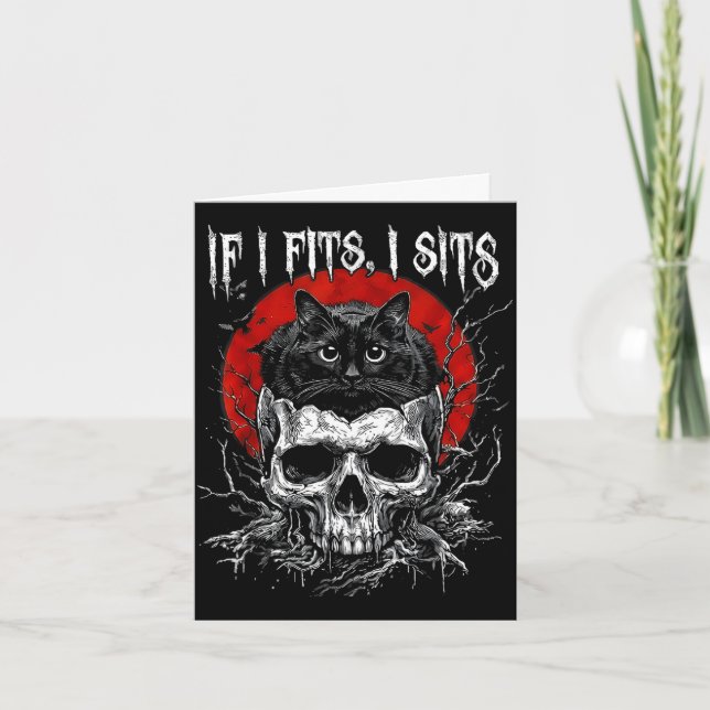 Carte Si ça va assis crâne de chat noir humour noir goth (Devant)
