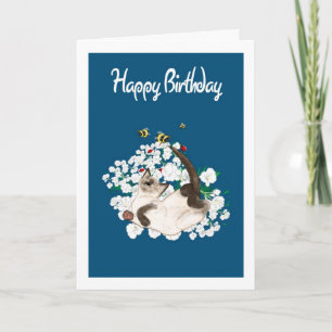 Carte Siamese Cat Birthday Card - Ajouter son salut
