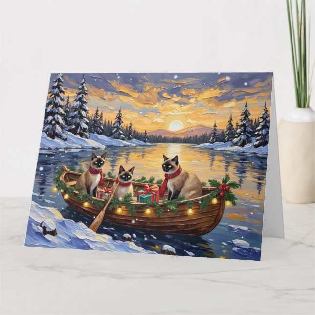 Carte Siamese Cat Christmas Boat Holiday (Devant)