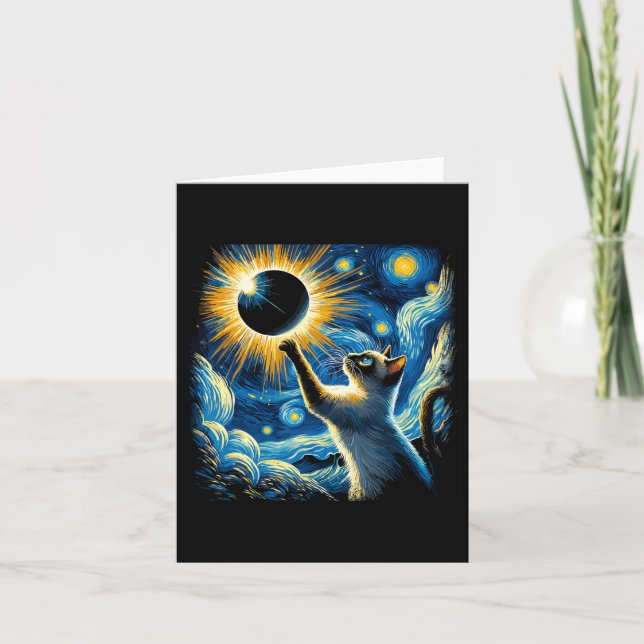 Carte Siamese Chat 2024 Van Gogh Starry Nuit Siamese Cha (Devant)