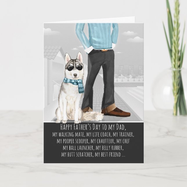 Carte Siberian Husky de la Fête des pères de chien drôle (Devant)