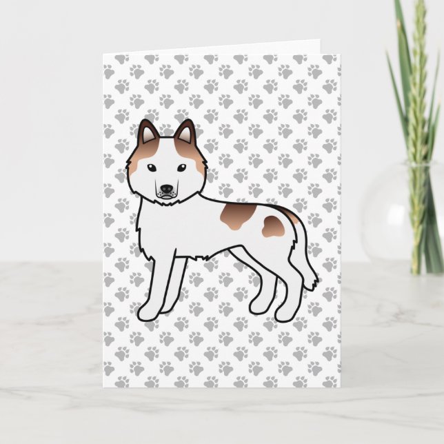 Carte Siberian Husky piebalde rouge Chien de dessin anim (Devant)