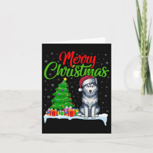 Carte Sibérie Husky Chien Noël Arbre Lumière Fantastique